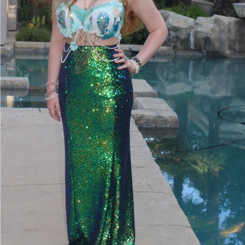 Mermaid costume, skirt and bra included!